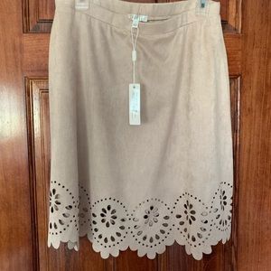 Suede Skirt with Laser-Cut Detailing